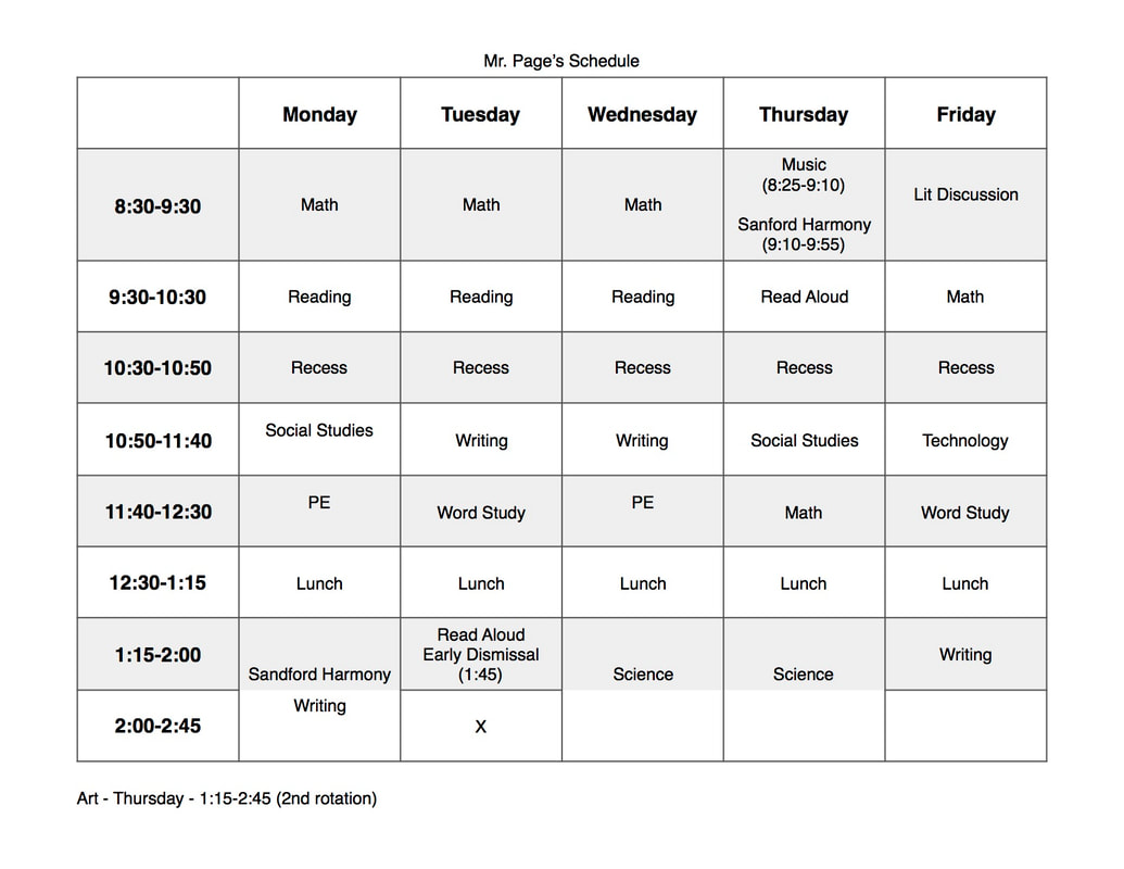 5th grade daily schedule filetype pdf
